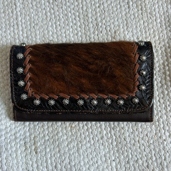 American West Purse & wallet. Genuine embossed  leather & soft  brindle hide - Picture 11 of 16